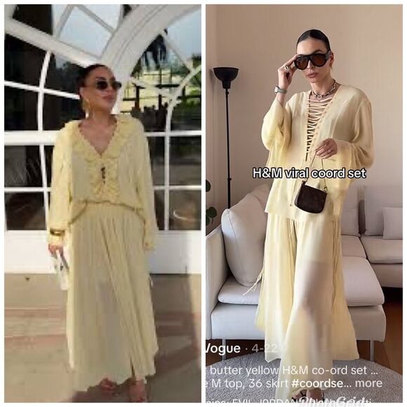 H&M Edition S/S 2025 CHIFFON CIRCLE SKIRT in Pale Yellow - Picture 5 of 11